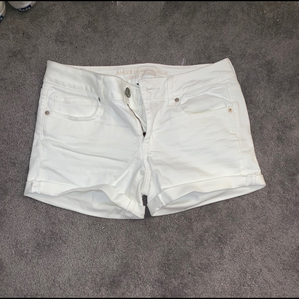 White jean shorts